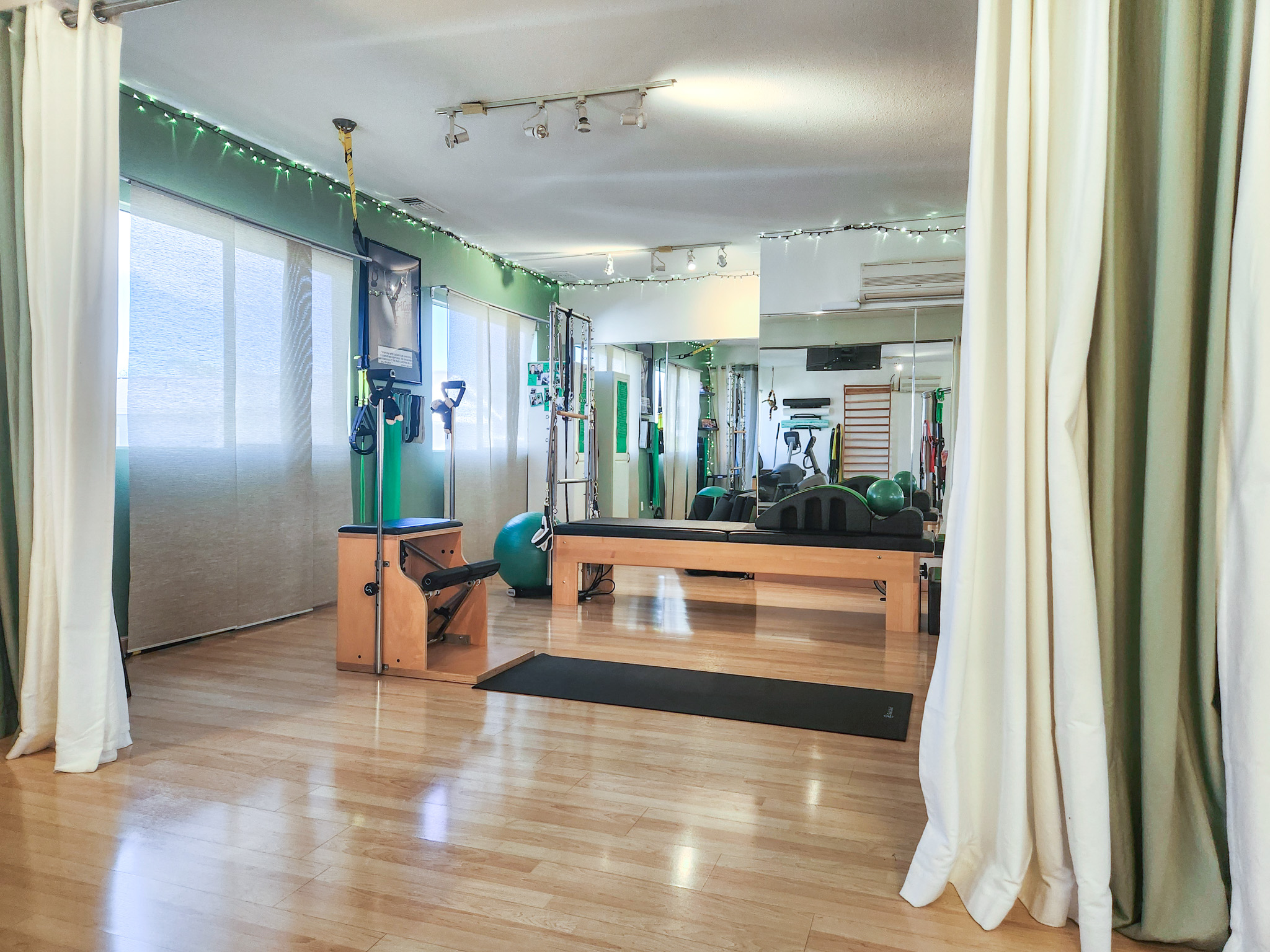 Private Pilates training area inside the Fit Monkeys studio in Carlsbad, California.